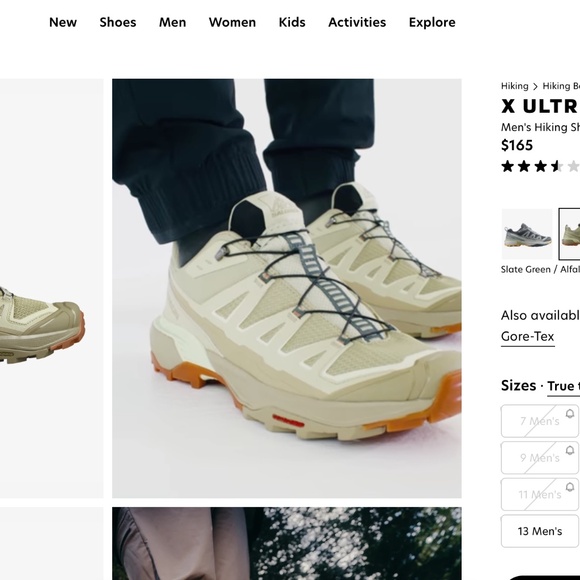 Salomon X Ultra 360 Edge Size 9 Mens Slate Green / Alfalfa / Transparent Yellow - Picture 3 of 11